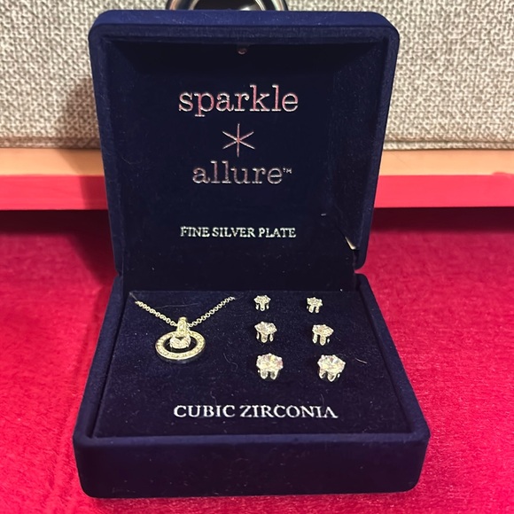 Allure Jewelry - Sparkle Allure Fine silver Plate Cubic Zirconia jewelry set